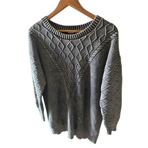 Roxy Gray Medium Weight Cable Knit Patterned Women's Sweater Size Small Classic